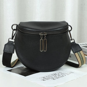 Women Semicircle Crossbody Bag Soft Leather Shoulder Bag Handbag