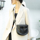Women Semicircle Crossbody Bag Soft Leather Shoulder Bag Handbag