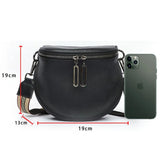 Women Semicircle Crossbody Bag Soft Leather Shoulder Bag Handbag