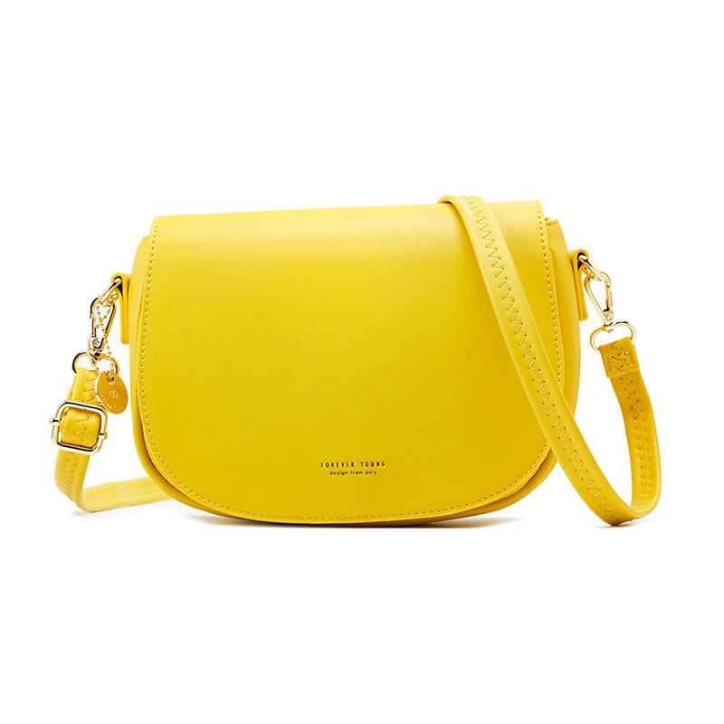 Women Crossbody Bag Semicircle Saddle Bags Soft PU Leather Shoulder Bags