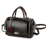 Women Shoulder Bag with Flower Pendant Ladies Totes Party Purse Boston Handbag