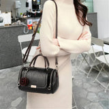 Women Shoulder Bag with Flower Pendant Ladies Totes Party Purse Boston Handbag