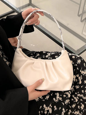 Summer PU Leather Women's Shoulder Bag Solid Underarm Top Handle Bag