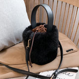 Faux Fur Bucket Bag High Women Handbag Travel Shoulder Bag