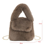 Purple Faux Fur Plush Shoulder Bag with Chain Crossbody Strap