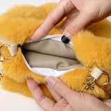 Faux Fur Heart-shaped Small Handbags Fluffy Plush Chain Shoulder Bag