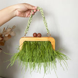Feather Party Evening Clutch Bag Wedding Prom Purses Small Shoulder Chain Bags