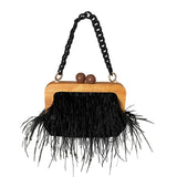 Feather Party Evening Clutch Bag Wedding Prom Purses Small Shoulder Chain Bags