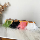 Feather Party Evening Clutch Bag Wedding Prom Purses Small Shoulder Chain Bags