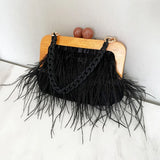 Feather Party Evening Clutch Bag Wedding Prom Purses Small Shoulder Chain Bags