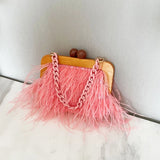 Feather Party Evening Clutch Bag Wedding Prom Purses Small Shoulder Chain Bags