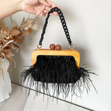 Feather Party Evening Clutch Bag Wedding Prom Purses Small Shoulder Chain Bags