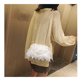 Feathers Clutch Bag for Women Chain Shoulder Evening Party Small Purses