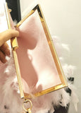 Feathers Clutch Bag for Women Chain Shoulder Evening Party Small Purses