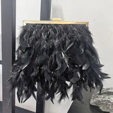 Feathers Clutch Bag for Women Chain Shoulder Evening Party Small Purses
