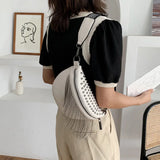 Female Leather Belt Bag Phone Fanny Pack Summer Crossbody Chest Bags