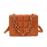Flannel Crossbody Bag Women Chain Handbag Solid Square Shoulder Bag Female Purse