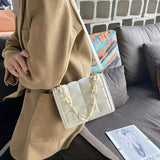 Flannel Crossbody Bag Women Chain Handbag Solid Square Shoulder Bag Female Purse