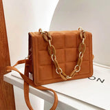 Flannel Crossbody Bag Women Chain Handbag Solid Square Shoulder Bag Female Purse