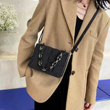 Flannel Crossbody Bag Women Chain Handbag Solid Square Shoulder Bag Female Purse