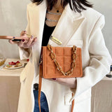 Flannel Crossbody Bag Women Chain Handbag Solid Square Shoulder Bag Female Purse