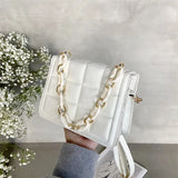 Flannel Crossbody Bag Women Chain Handbag Solid Square Shoulder Bag Female Purse