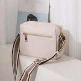 Small Square Flap Bag PU Leather Shoulder Crossbody Casual Wide Strap Purse