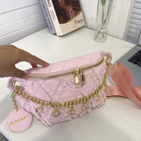 Flower Chain Waist Packs For Women Diamond Lattice Waist Bag