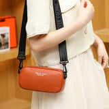 Orange Leather Phone Bag Small Wide Strap Cross Body Purse