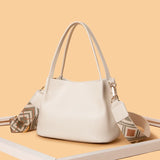 Cowhide Crossbody Bag Wide Straps Ladies Handbag