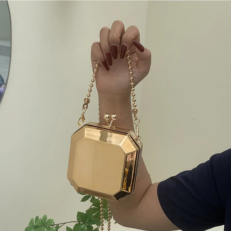 Party Evening Clutch Chain Shoulder Crossbody Bags PVC Box Mini Purses