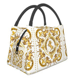 Golden Horses Floral Print Lunch Bag Thermal Insulated Box Work Picnic Tote
