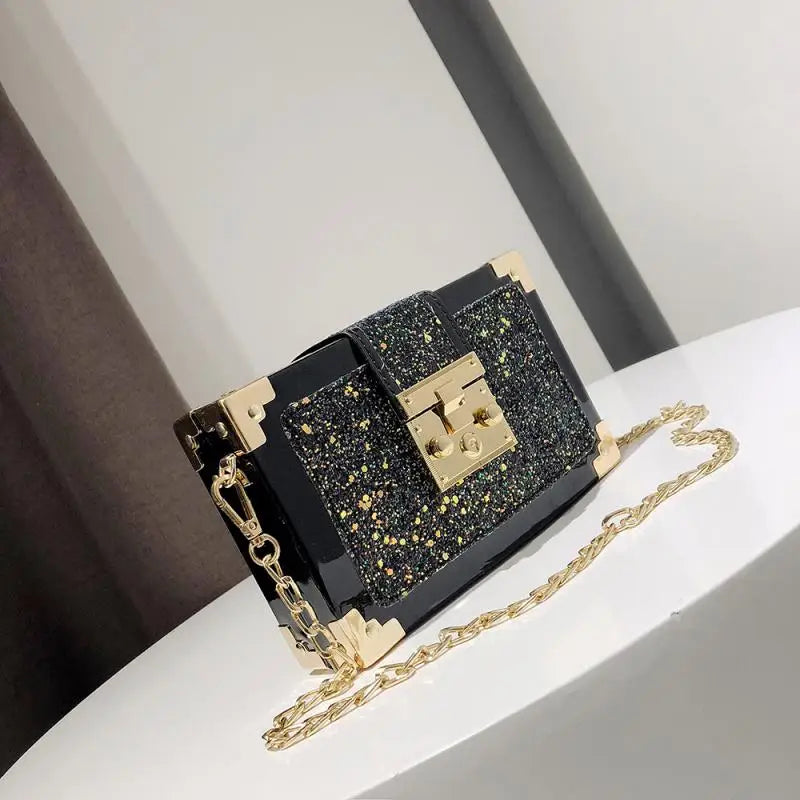 Gradient Mini Messenger Bag Women Vintage With Chain Metal Buckle Handbag