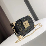 Gradient Mini Messenger Bag Women Vintage With Chain Metal Buckle Handbag
