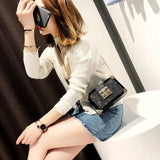 Gradient Mini Messenger Bag Women Vintage With Chain Metal Buckle Handbag