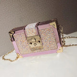 Gradient Mini Messenger Bag Women Vintage With Chain Metal Buckle Handbag