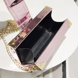 Gradient Mini Messenger Bag Women Vintage With Chain Metal Buckle Handbag