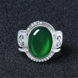 Green Jade Emerald Gemstones Diamonds Rings for Men Silver Jewelry Bague Masculi