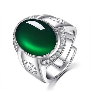 Green Jade Emerald Gemstones Diamonds Rings for Men Silver Jewelry Bague Masculi