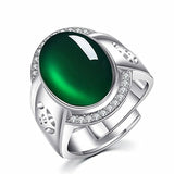 Green Jade Emerald Gemstones Diamonds Rings for Men Silver Jewelry Bague Masculi