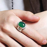 Green Jade Emerald Gemstones Diamonds Rings for Men Silver Jewelry Bague Masculi