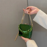 Green Party Evening Clutch Shoulder Crossbody Bag Lipstick Box Mini Purse