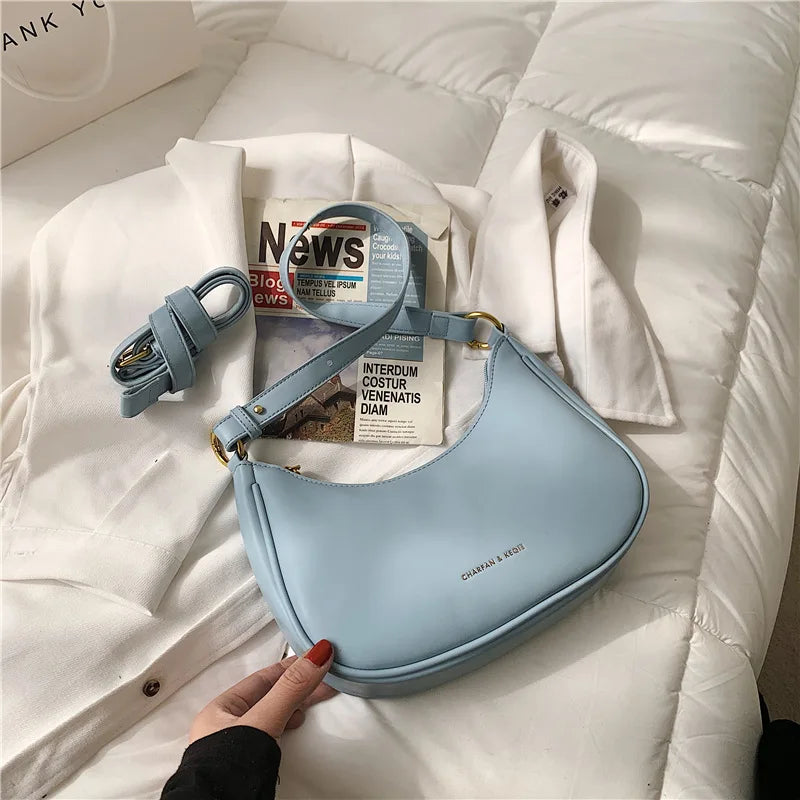 PU Leather Half-moon Underarm Bag for Women