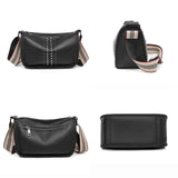 Rivet Leather Shoulder Bag with Wide Straps for Women