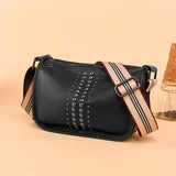 Rivet Leather Shoulder Bag with Wide Straps for Women