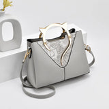 Embroidered Crossbody Bag for Women Large Capacity Leather Shoulder Bag