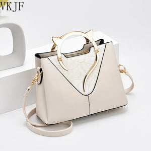 Embroidered Crossbody Bag for Women Large Capacity Leather Shoulder Bag