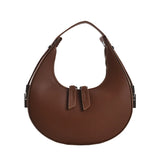 Vintage Leather Clutches Half Moon French Armpit Shoulder Bag