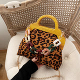 Vintage Wooden Handle Clutch Purse Canvas Shoulder Bag