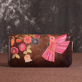 Artistic Leather Long Purse Woman Wallets Clutch Purse